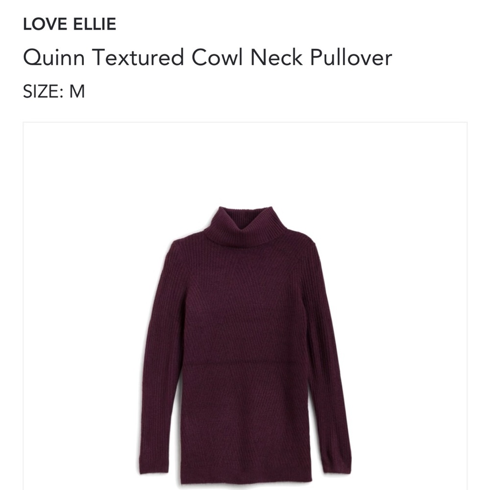 Love Ellie Quinn Textured Cowl Neck Pullover